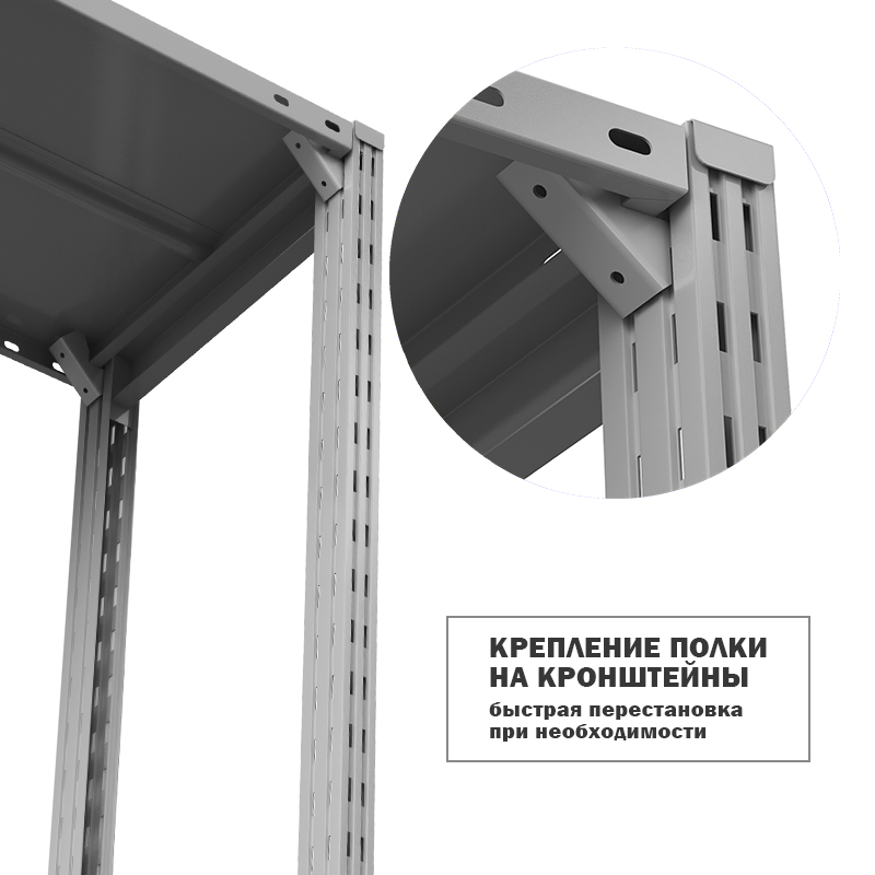 Полка ГТС Универсал с кронштейнами, 700x400 мм., метал., до 150 кг – изображение №4