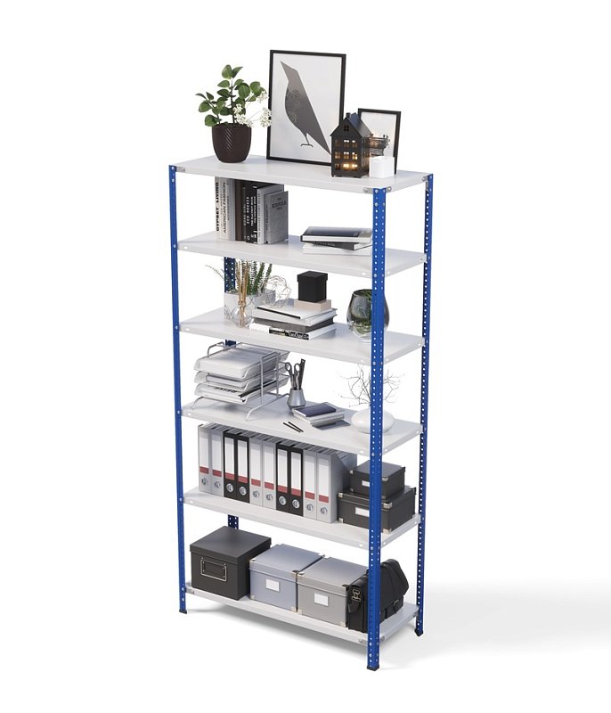 Стеллаж ТС Лайт 2500х1200х400, 6 полок, синие стойки